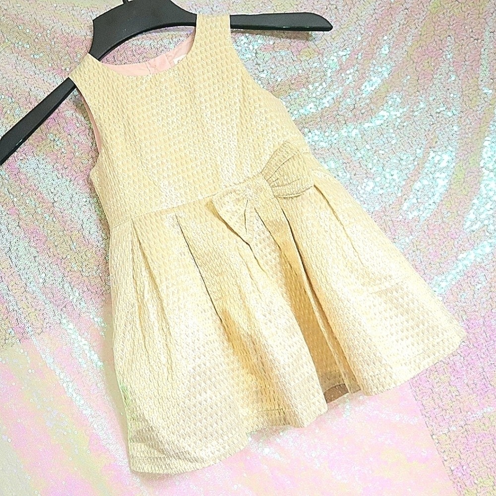 Champagne Formal Dress 3T Cat & Jack Toddler Girl Holiday Birthday Gold Metallic